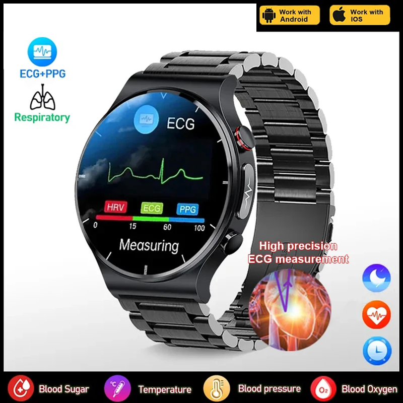 LIGE Blood Pressure Heart Rate ECG Clocks IP68 Waterproof Sports Smartwatch